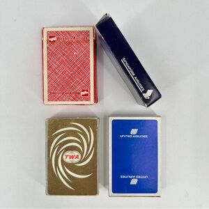 Vintage Air Travel Playing Cards Lot 4 Western, Singapore, TWA, United Airlines